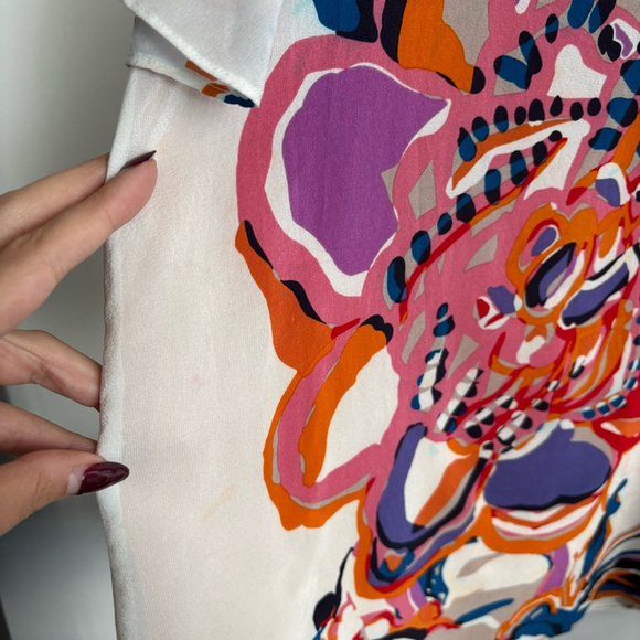 Anthropologie Maeve Floral Vero Flutter Sleeves Silk Shift Dress Sz Small - Picture 9 of 15